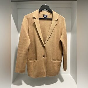 Lands' End fine gauge cotton button Sweater Blazer in Vicuña Heather S (4/6)